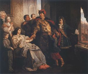 Pożegnanie Jana III z rodziną przed wyprawą wiedeńską